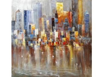 Absract Harbor Oil Painting