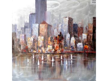 City Harbor Oil Painting