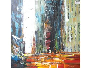 Abstract City Oil Painting