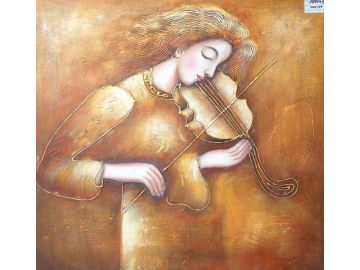 Woman & Violin Oil Painting