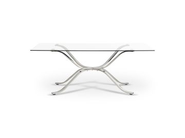 Adderley Modern Stainless Steel w/ Glass Top Dining Table