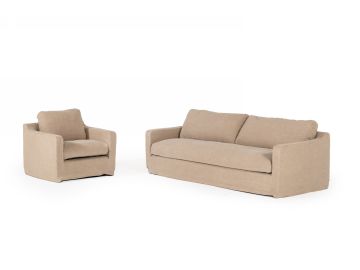 Admiral - Modern Classic Sand Fabric Armchair