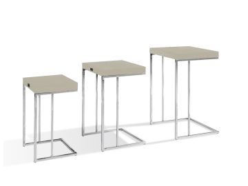 Amelia - Modern Champagne Crocodile Lacquer End Table Set