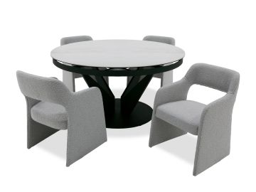 Alberta - Modern Black and White Ceramic Extendable 59"/86.5" Oval Dining Table