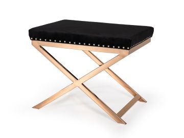Alexia Modern Black Velvet & Rosegold Stool