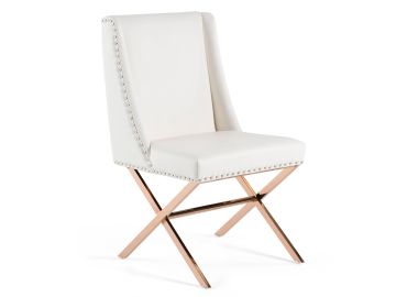 Alexia - Modern White + Rosegold Dining Chair