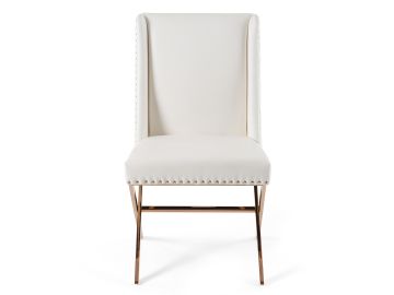 Alexia - Modern White + Rosegold Dining Chair