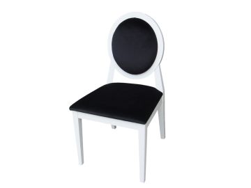 Alice - Transitional White Lacquer Black Fabric Side Chair (Set of 2)