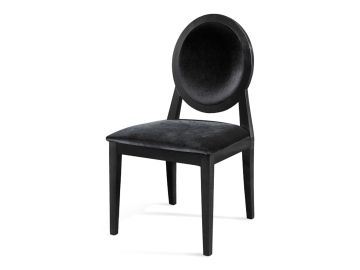 Alice - Transitional Black Lacquer Fabric Dining Chair