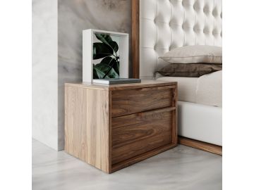 Amberlie - Modern White Vegan Leather + Walnut 4-Piece Bedroom Set
