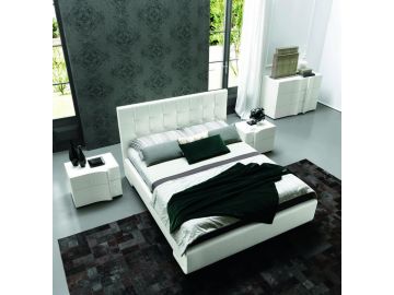SMA Prestige - White Kaiman Eco-Leather Bed with Swarovski Crystals