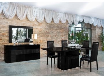 Ancona Modern Black Extendable Dining Table