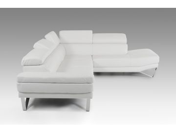 Aria - Italian Modern White Leather Sectional Right Facing Sofa