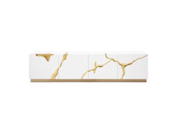 Aspen Modern White & Gold TV Stand