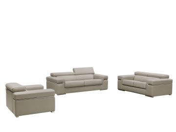 Atlantis Modern Light Grey Bonded Leather Sofa Set