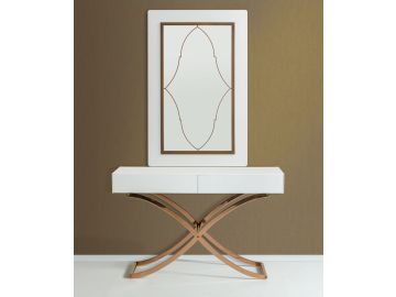 Aversa Modern White Crocodile Console Table & Mirror
