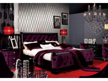 Palace Modern Black Fabric Bed