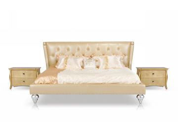 Monica Modern Champagne Leather Bed