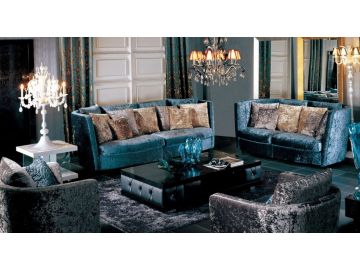AX005 Velvet Fabric Sofa Set w/ Pillows