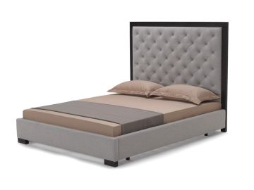 Ludwig Queen Grey Tufted Fabric Bed