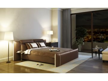 B1301 Modern Brown & White Bonded Leather Bed