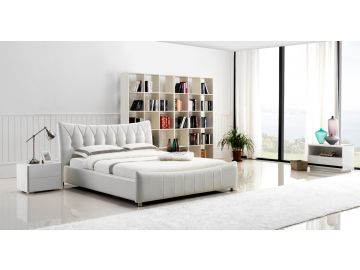 B1302 Modern Ivory Bonded Leather Bed