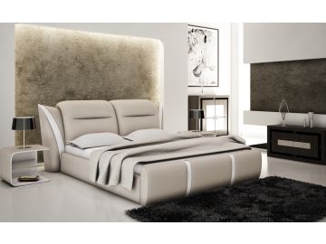 B1303 Modern Grey & White Bonded Leather Bed