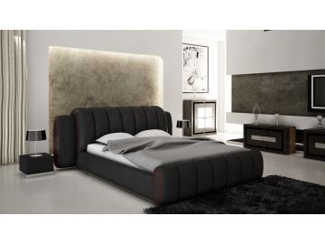 B1305 Modern Black & Red Bonded Leather Bed