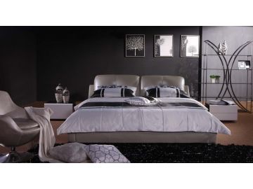 BL2915 Modern Glossy Beige Leatherette Bed