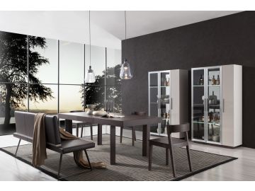 B530 Modern Brown Oak w/ Grey Gloss Wine Cabinet