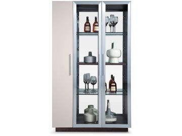 B530 Modern Brown Oak w/ Grey Gloss Wine Cabinet