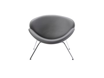 Anais Mid-Century Grey Leatherette Accent Chair