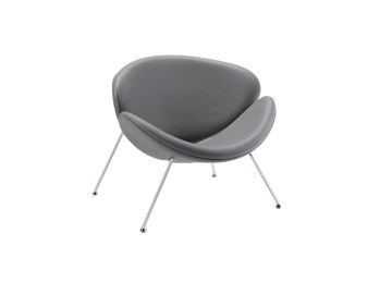 Anais Mid-Century Grey Leatherette Accent Chair