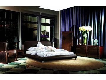 B800B Modern Black Eco-Leather Bed