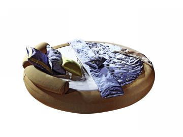 B806 - Modern Beige Fabric Round Bed
