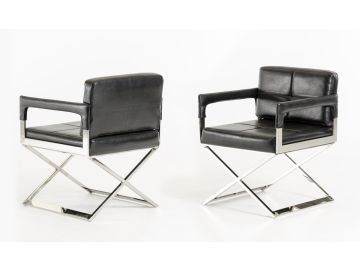 Kubrick Black Bonded Leather Accent Chair