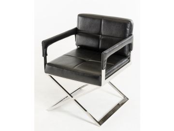 Kubrick Black Bonded Leather Accent Chair