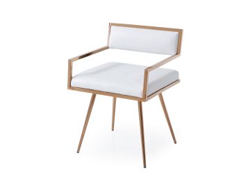 Rosario Modern White & Rosegold Dining Chair