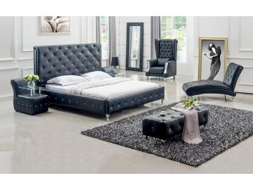 B9039 Modern Black Leatherette Bed