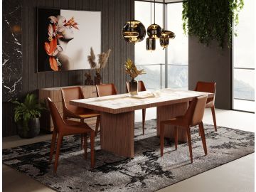 Bailey- Modern Walnut Rectangular Dining Table