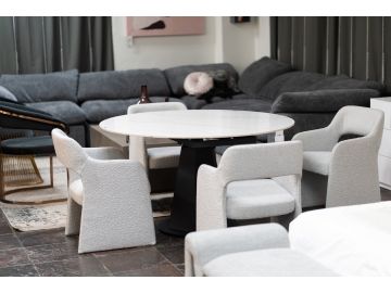Barela - Modern Black and White Ceramic Extendable 35.5"/53" Dining Table