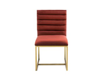 Barker - Modern Red & Brush Gold Dining Chair (set of 2)