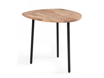 Barnum - Industrial White Washed Oak and Black Iron End Table