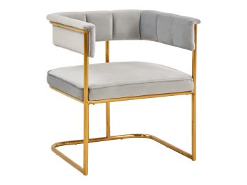 Bavaria - Modern Light Grey Fabric + Gold Accent Chair
