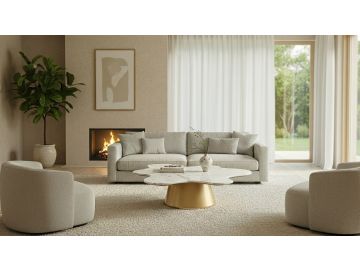 Gabbro Low - Glam White Marble and Gold Coffee Table
