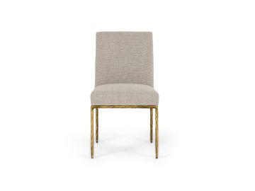 Beasley - Modern Beige Linen + Brass Dining Chair