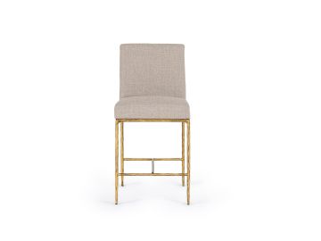 Beasley - Modern Beige Linen + Brass Counter Chair