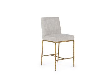 Beasley - Modern Off-White Linen + Brass Counter Chair