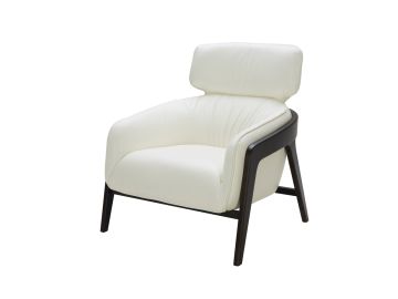 Beaufort Modern White Leather Accent Chair