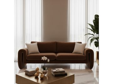 Bentley - Modern Brown Velvet Sofa Set